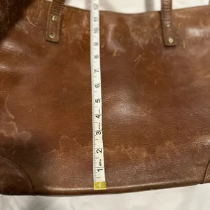 Brown faux Leather Shoulder Bag Executive Tote handbag computer bag Full Zip Top thumbnail 4