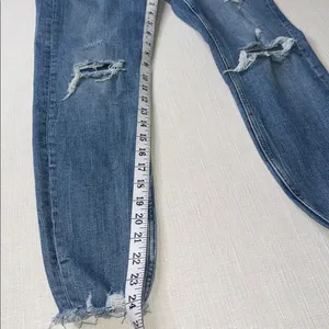 Zara Light Blue Distressed Ankle Jeans thumbnail 6