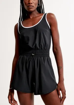 Abercrombie Traveler Athletic Romper Size Small Petite Black Tennis Pickleball thumbnail 1