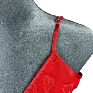 Red Babydoll Camisole Tank Top Medium Textured Hearts Mesh Coquette Y2K Vintage‎ thumbnail 13