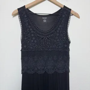 a.n.a Women Maxi Dress‎ Small Black Crochet Lace Bodice Sleeveless Knit Stretch thumbnail 2