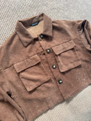 SheIn Brown Cropped Corduroy Jacket thumbnail 3