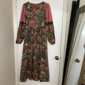Gunne Sax Rare Vintage 1969 black label renaissance Tapestry Floral red dress thumbnail 8