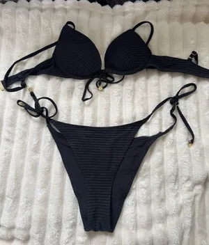 H&M Push-Up Top Bikini Black Swimsuit 34B thumbnail 1