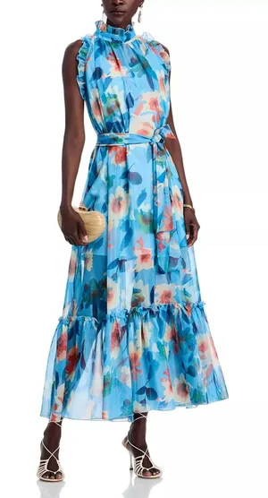 Nancy Yang Tiered‎ Floral-Print Dress Size Small thumbnail 1
