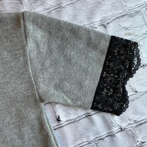 ZARA Trafaluc Grey Jersey Shirt Dress Small Black Lace Goth Comfy Neutral Loose fit thumbnail 6