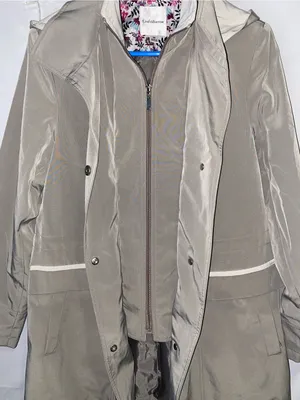 Coldwater Creek Olive Green Hooded Trench Coat with Contrast Trim thumbnail 5