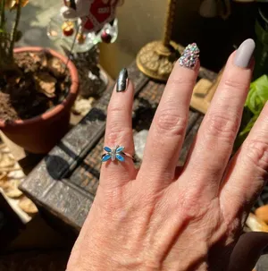 Dragonfly Blue Opal & Cz Sterling Silver Ring 5,6 thumbnail 4