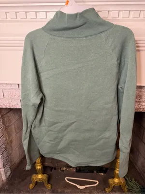 J. Crew Sage Green Button-Shoulder Turtleneck Sweater thumbnail 2