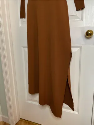 A.L.C. Long Sleeve Scoop Neck Maxi Dress in Chestnut Brown Asymmetrical Size XS thumbnail 4
