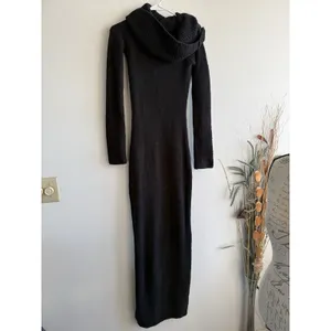 SKIMS Cozy Knit Off the Shoulder Dress‎ Medium Onyx thumbnail 2