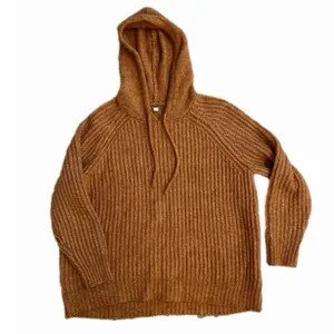 Aerie Brown Ribbed Knit Hoodie Sweater Oversized Soft Cozy Pullover Size M thumbnail 2
