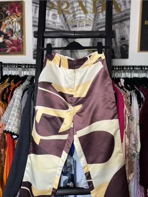 House of Sunny High Way Print Satin Flared Pants Trousers Womens US 4 NWT thumbnail 3