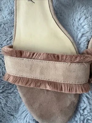 VGC Sole Society Tan Suede Fringe Ankle-Strap Block Heels SIZE 9.5 (41) thumbnail 4