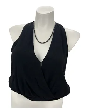 Free People large black halter crossover top thumbnail 1