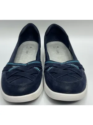 Clarks Cloudsteppers Womens Size 9.5M Adella Poppy Slip On Shoes Navy Blue thumbnail 4