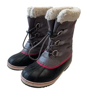 Sorel Waterproof Winter‎ Snow Boots Faux Fur Trim Lace Up Gray Pink Women Size 5 thumbnail 1