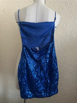 Lucy in the Sky Blue Sequin Backless Mini Dress Small thumbnail 7