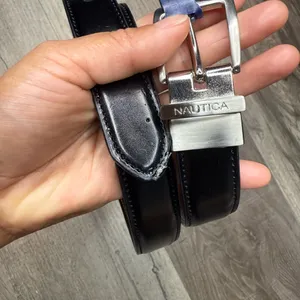 Nautica Reversible men’s Belt Black Brown braided Leather Silver Buckle Size 30 thumbnail 2