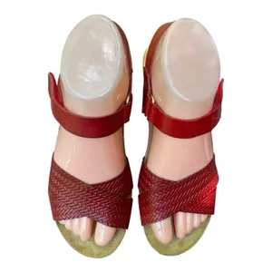 OTBT Red Leather Harriet Strap Wedge Sandal Euro Vacation Retro Boho Comfort 6M thumbnail 5
