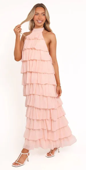 Petal & Pup pink maxi ruffle dress thumbnail 1