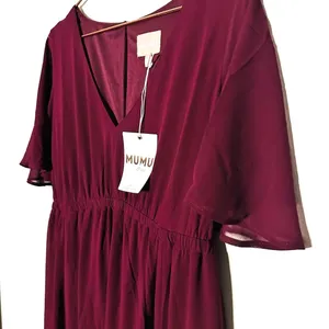 NWT Show Me Your Mumu Emily Empire Merlot Chiffon Maxi Dress Large thumbnail 4