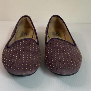 UGG Australia Purple Suede Studded Sheepskin Flats Women’s 6.5 Slip On Loafers thumbnail 5