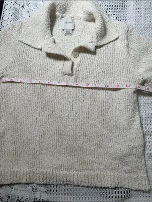 Calvin Klein Cream Short-Sleeve Turtleneck Polo‎ Sweater thumbnail 4