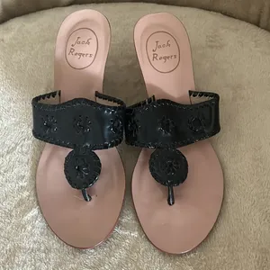 Jack Rogers Women’s Black Wedge Sandals Size 7.5 thumbnail 2