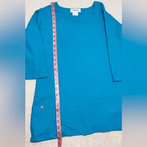 Vermont Country Store Textured Popover‎ Half Sleeve Tunic Blue Top Size S thumbnail 9