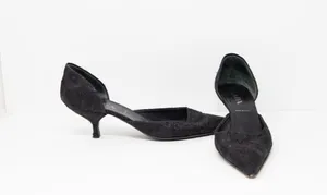 Prada Made In Italy Black Metallic Floral Flower D'Orsay Pointed High Heel Shoes thumbnail 5