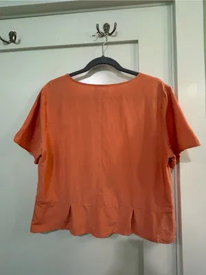 Vintage Freeport Studio Orange Silk Linen Cropped Short Sleeve Top Size 14 thumbnail 2