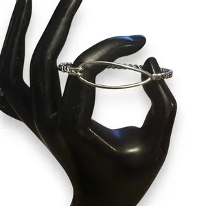Stainless steel hook and eye rope bangle bracelet Silver thumbnail 2