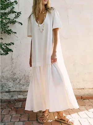 Free People Beach Herron Drop-Waist Maxi Dress Size Large White thumbnail 2