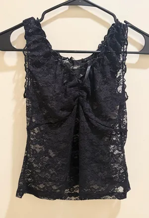 Brandy Melville Black Lace Crop Top thumbnail 1