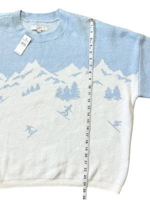 LOFT Mountain Ski Sweater Long Sleeve Snow Mountain Design Blue Size XL thumbnail 8