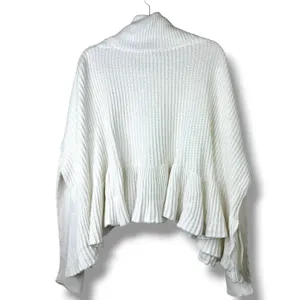 Free People Layer Cake Cable Knit Cream Tiered Ruffle Chunky Sweater Medium thumbnail 12
