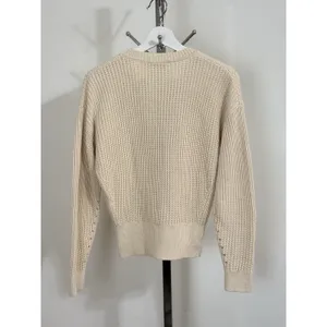 Madewell Lace Up Front Chunky Knit Sweater Cream Beige Long Sleeve Preppy Size S thumbnail 6