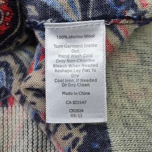 Talbots Pure Merino Wool Paisley‎ Cardigan Sweater Navy Red Blue Womens Medium thumbnail 4