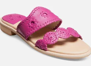 Jack Rogers Women's Caroline Leather Flat Slide Sandals in Orchid Sz‎ 6 thumbnail 1