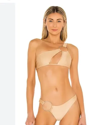 Camila Coelho Patricia Nude One-Shoulder Ring Bikini top Size‎ Small thumbnail 8