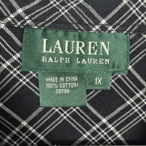 Lauren Ralph Lauren Size-1X Women's Shirt Long Sleeve Collared Top Black Plaid thumbnail 3