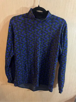 Brooks Dry Line Blue and Green Patterned Long-Sleeve Mock Neck Shirt Size Large thumbnail 1