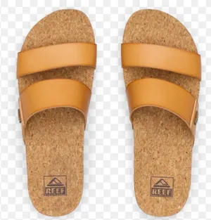 Reef Cushion Vista Hi Tan Platform Sandals Womens 8 Double Strap Slides thumbnail 1