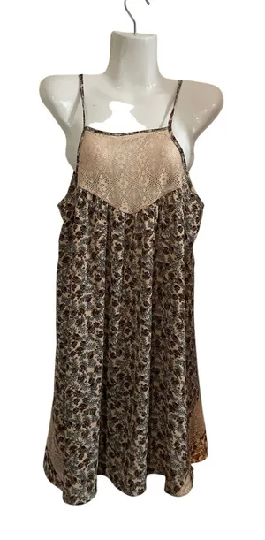 Kendall & Kylie Spaghetti Strap Boho Babydoll Swing Slip Dress M Floral Ditsy thumbnail 1