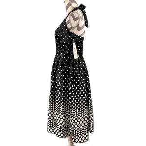 Eliza J Polka Dot Halter Dress - Size 6 NWT - Retro Fit & Flare Black White thumbnail 8