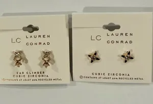 LC Lauren Conrad Rose Gold Cubic Zirconia Star & Climber Earring Set - Rose Gold thumbnail 1