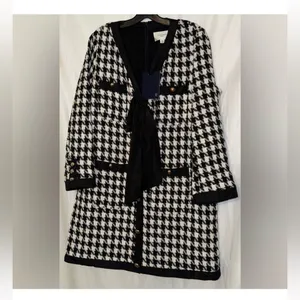 Pomander Place Black White Tweed Bow Mini Dress 2X | NWT Chic Classic thumbnail 5