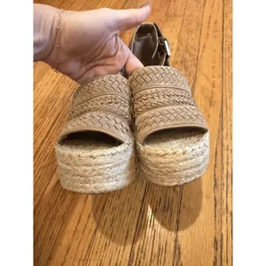 Marc Fisher LTD Malina Sandals Womens Size 7 Beige Leather Espadrille Wedge thumbnail 8