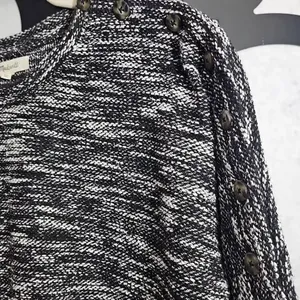 Madewell Black and White Sweater, Size Small, Buttons down one shoulder. thumbnail 7